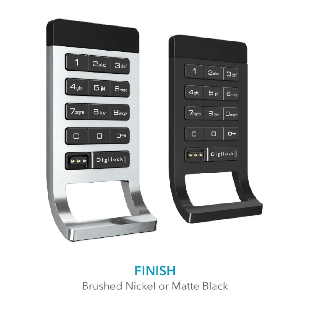 Digilock Curve Digital Combination Lock - Brushed Nickel or Matte Black - Secure Lockers.webp