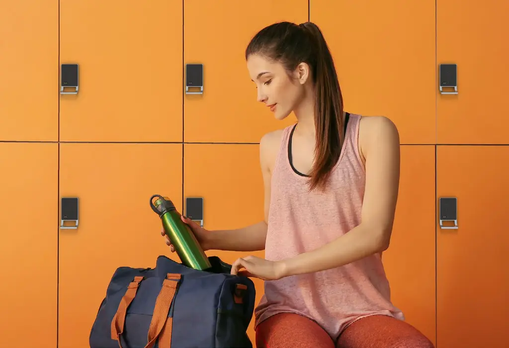 Digilock Curve Digital Combination Lock - Orange Gym Lockers - Secure Lockers.webp