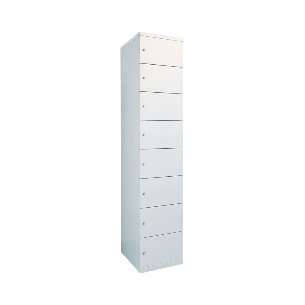 Eight Door Flush Front Metal Locker | Modern Steel Locker with Brandin