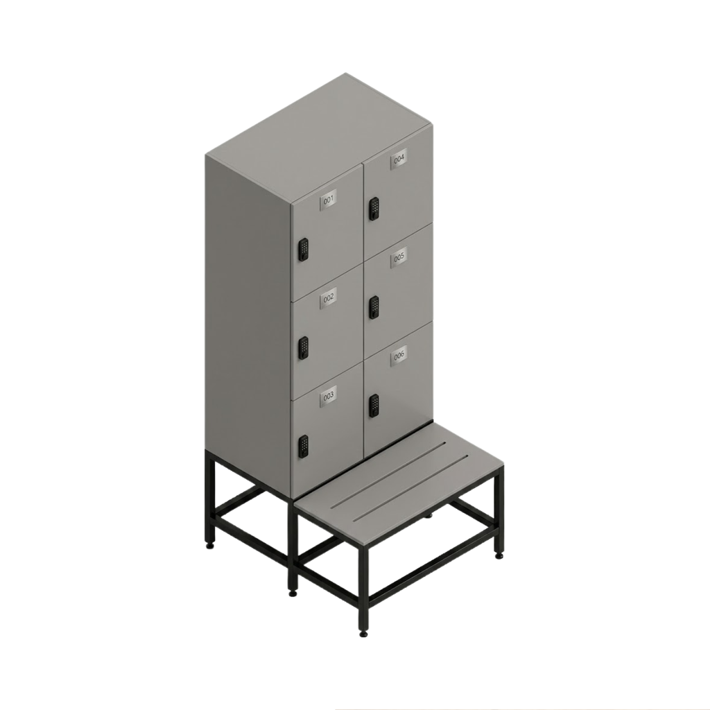 Compact Laminate (HPL) Locker with Benchseat – Wet Area Lockers