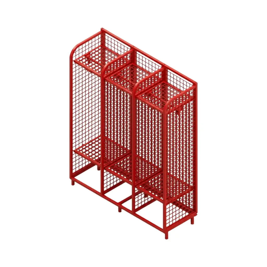 Firefighter PPE Mesh Locker – 3 Bay Unit